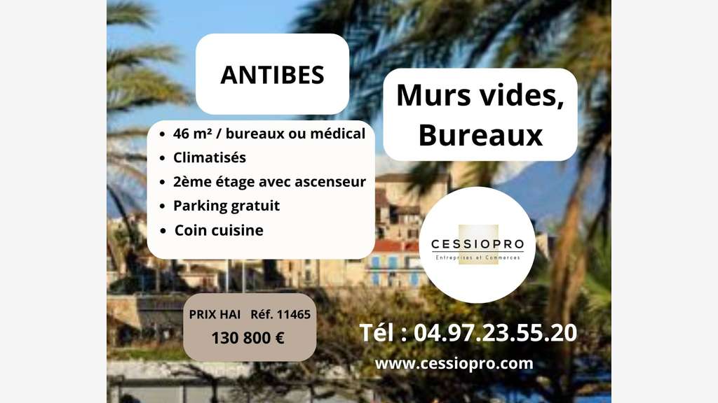 AV murs vides 46m² bureaux ou médical à Antibes