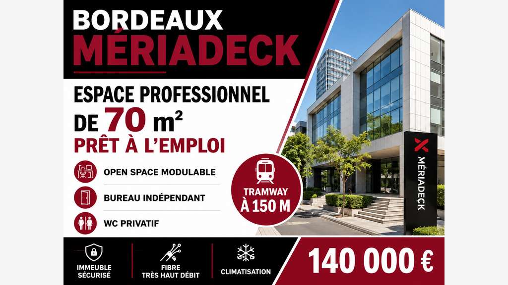 AV bureaux 70m² proche tram à Bordeaux Mériadeck