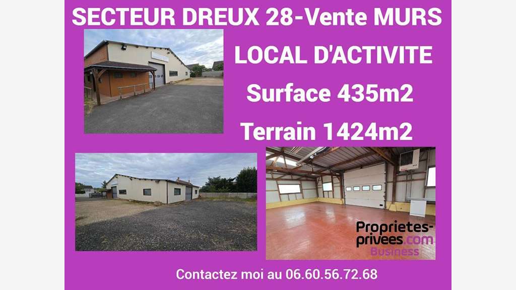 Vente local activité 375m² sur 1424m² sur Dreux