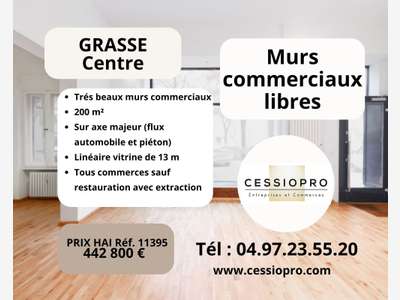 AV murs commerciaux libres 200m² à Grasse centre
