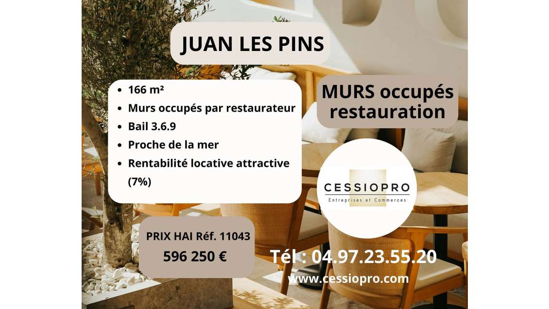 Murs commerciaux occupés proche mer Juan les Pins