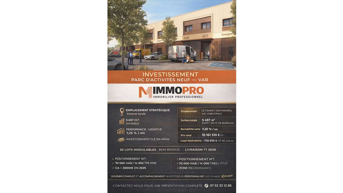 Investissement locatif 7,25% Parc d'activités ne