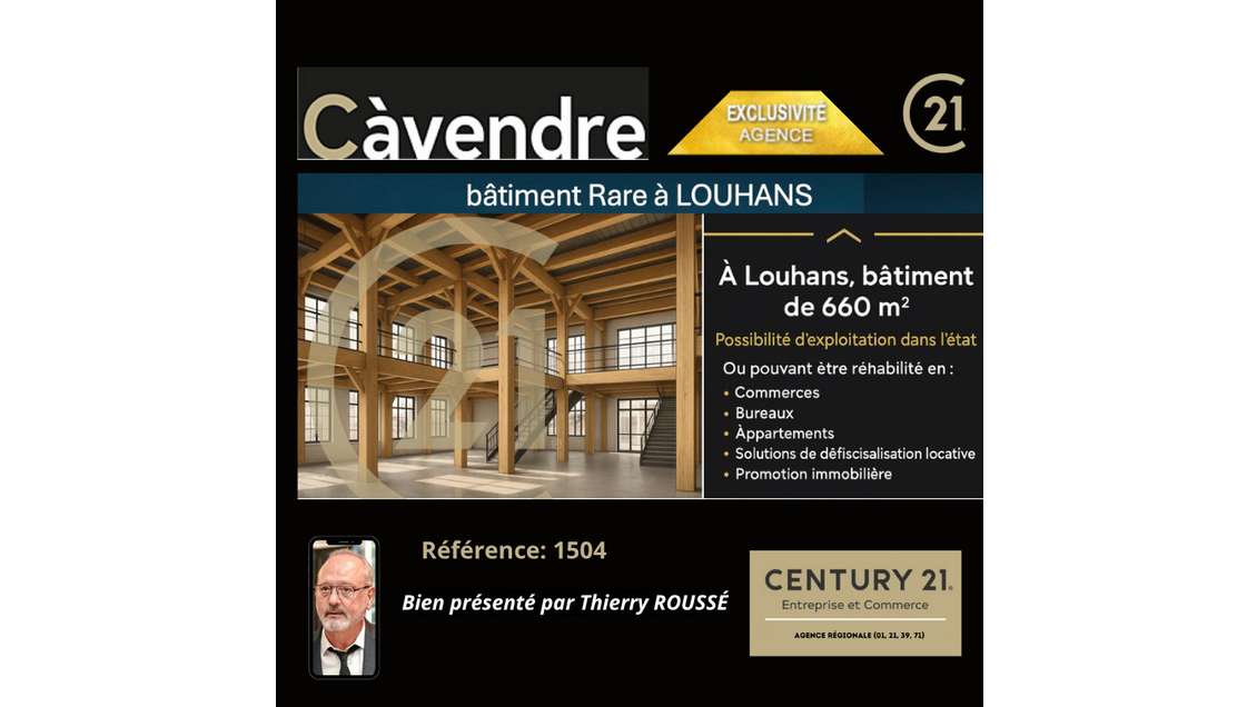 A vendre entrepôt polyvalent 660m² à Louhans