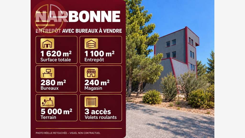 AV entrepôt bureaux 1620m² ZI La Coupe Narbonne