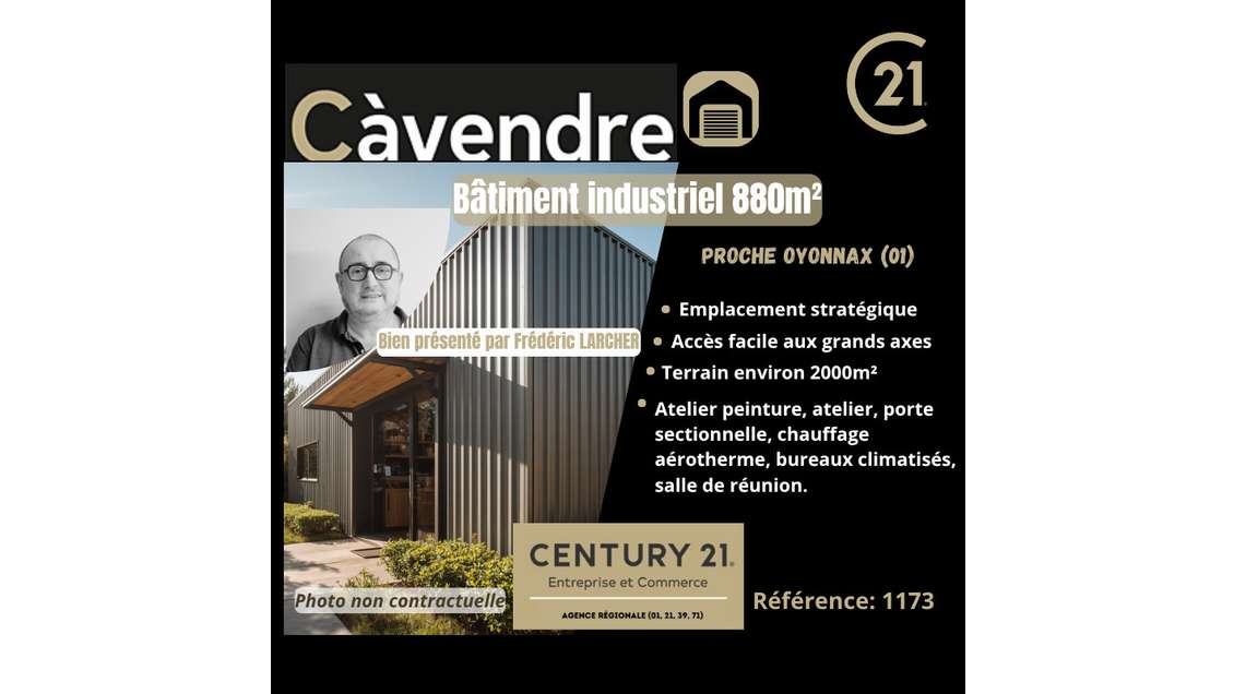 Bâtiment industriel  880m²à vendre proche Oyonnax