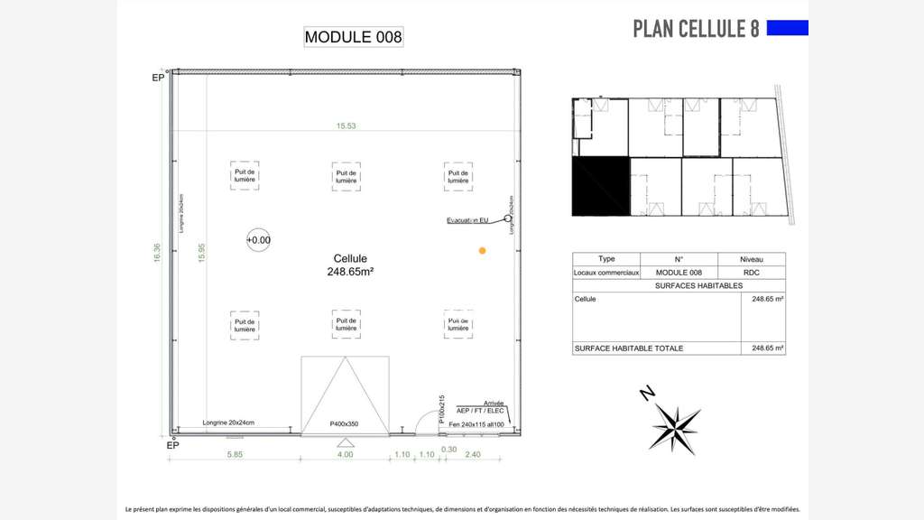 A vendre local neuf 248m² ZA de la Nivardière