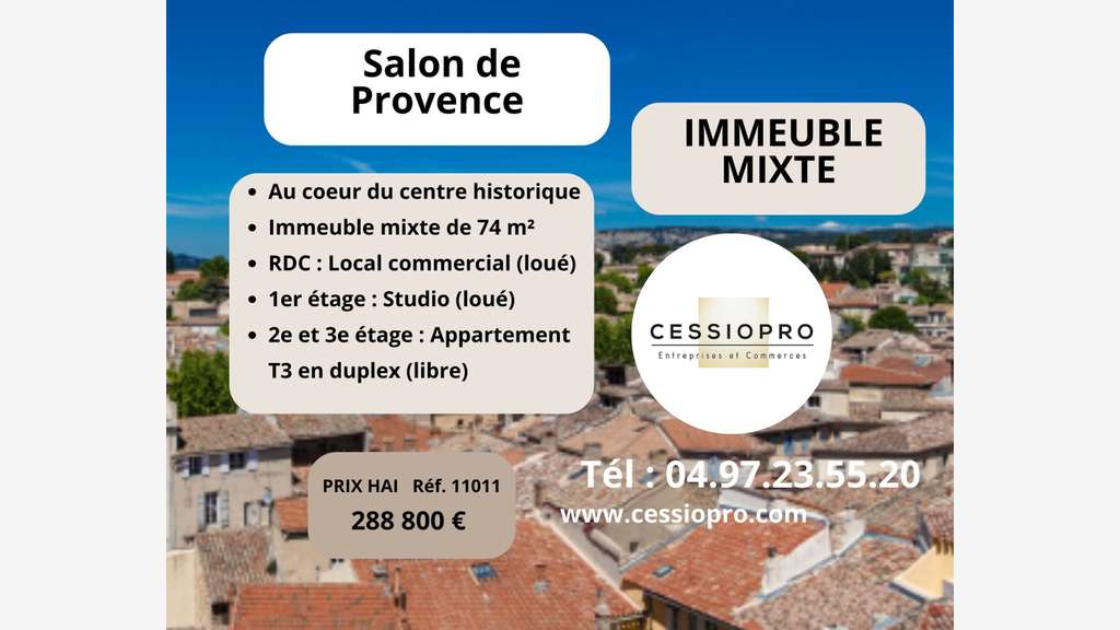 A vendre immeuble mixte 74m² à Salon-de-Provence