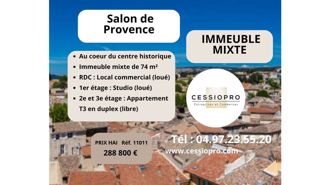 A vendre immeuble mixte 74m² à Salon-de-Provence