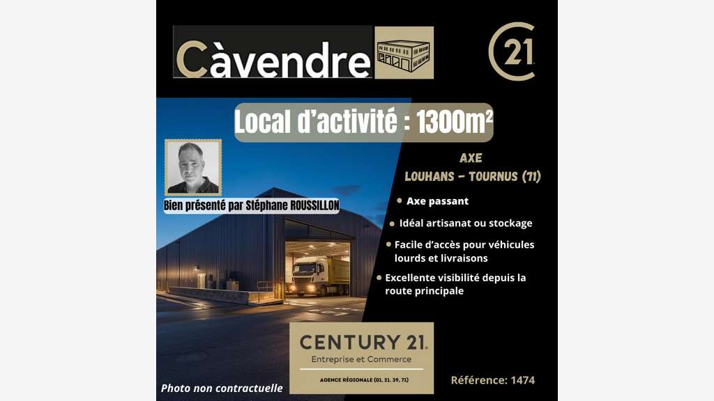 Vente local d'activité 1300m² proche Tournus