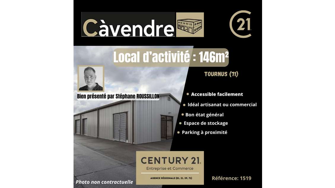 Vente local d'activité 146m² au coeur de Tournus