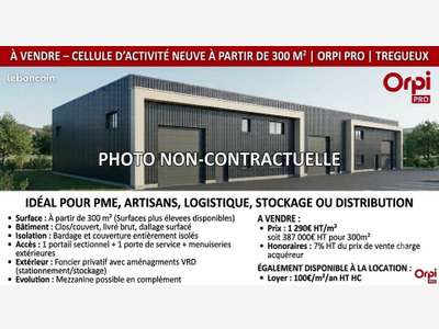 A VENDRE - LOCAL D'ACTIVITE NEUVE 300m² - TREGUEUX