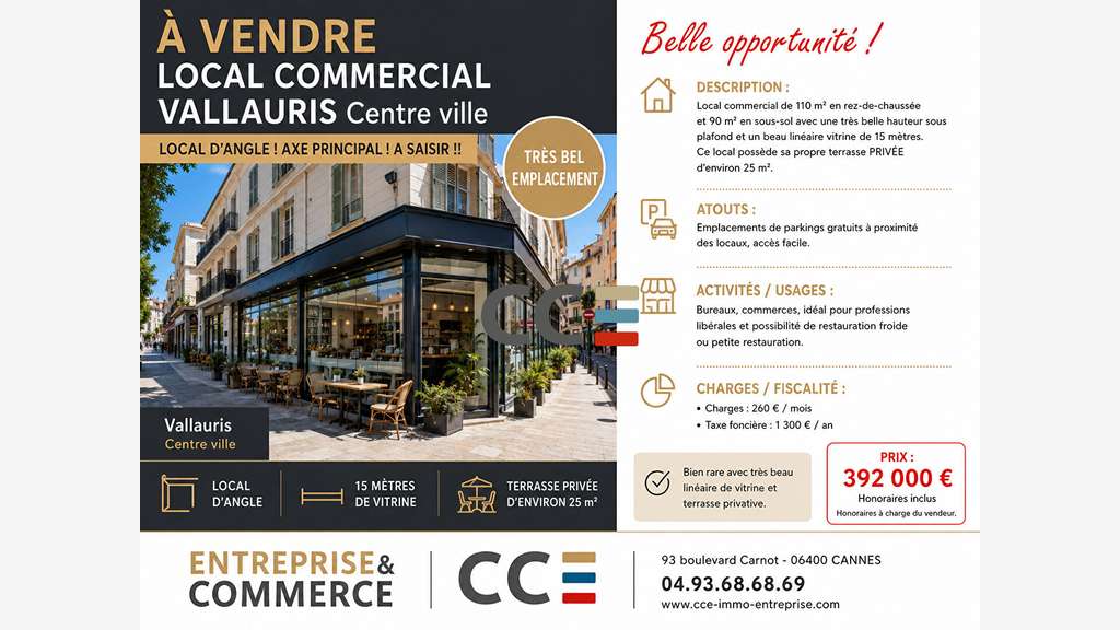 Local commercial de 200m² à vendre Alpes Maritimes