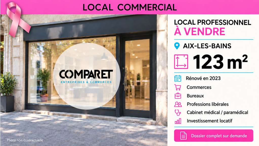 A vendre murs tertiaires de 123m² à Aix les Bains