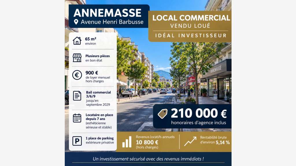 LOCAL COMMERCIAL VENDU LOUÉ - IDÉAL INVESTISSEUR