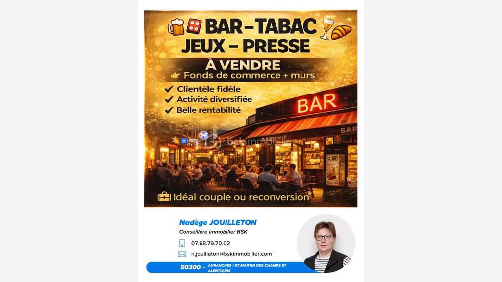 Vente murs bar tabac restaurant 300m² à Avranches