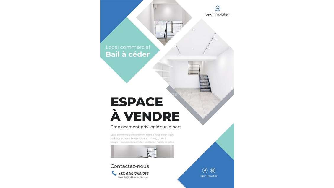 A vendre droit au bail 34m² emplacement N°1 Bandol
