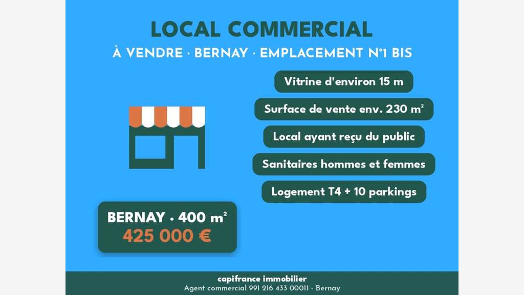 Local commercial de 401m² à vendre à Bernay (27)
