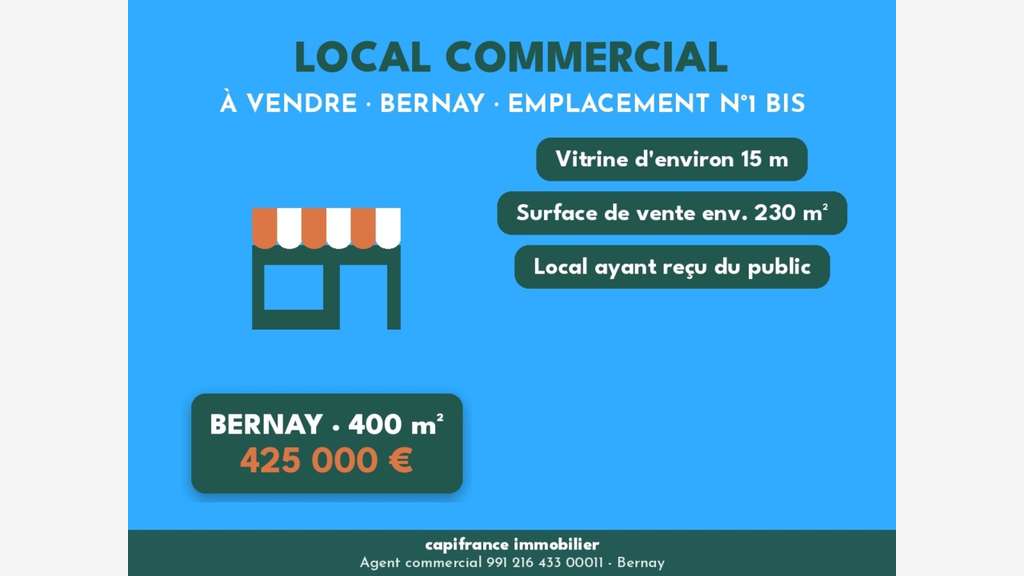 Local commercial de 401m² à vendre à Bernay (27)