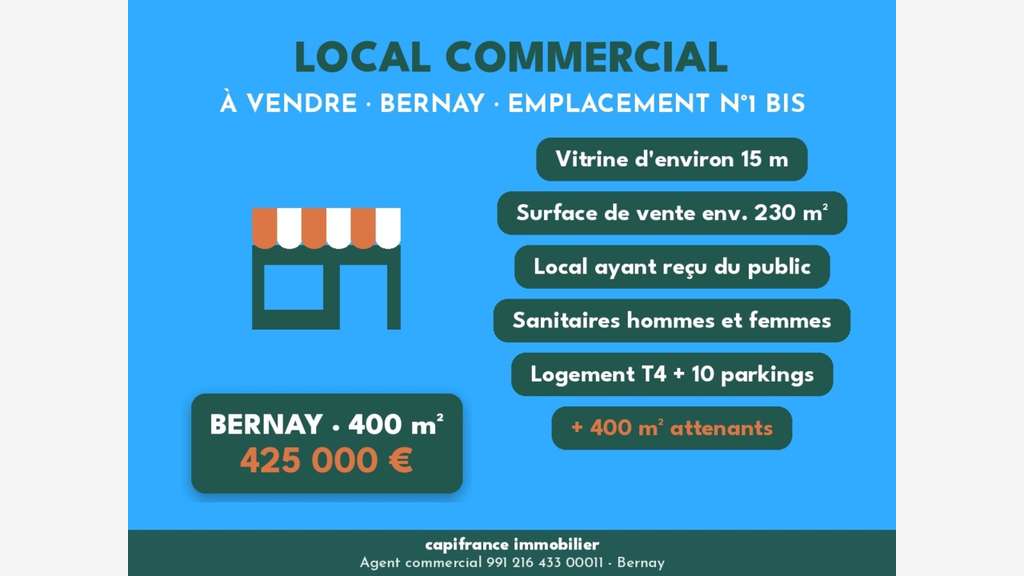 Local commercial de 401m² à vendre à Bernay (27)
