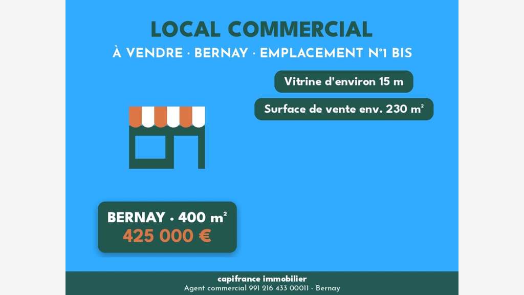 Local commercial de 401m² à vendre à Bernay (27)
