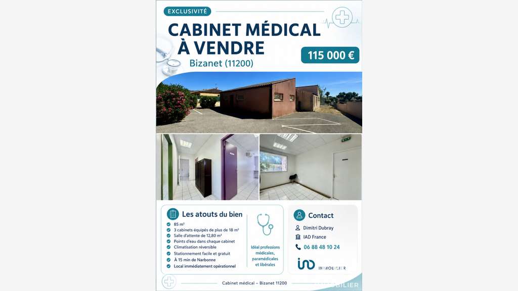 Vente local professionnel de 85m² à Bizanet