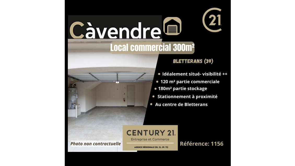 Vente local commercial 120m² à Bletterans centre 