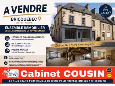 Vente murs commerciaux et appartement à Bricquebec