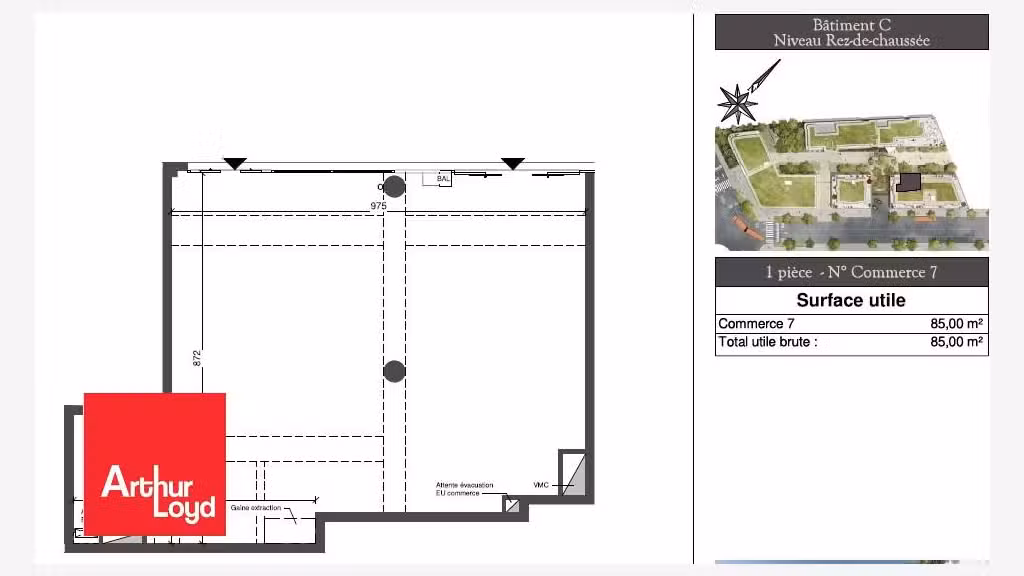 Vente cellules commerciales 85m² à Chartres gare
