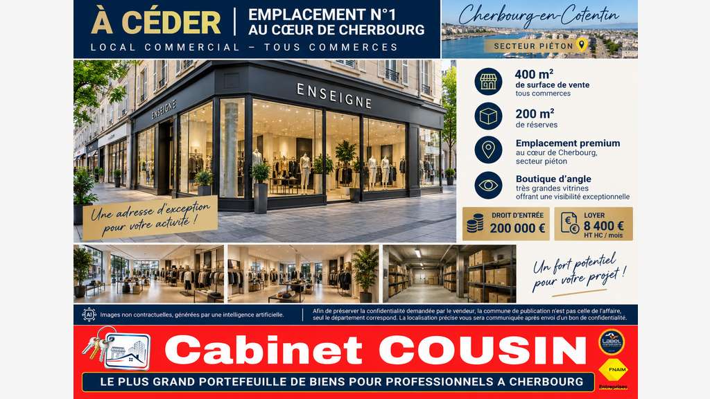 Vente murs commerciaux à Cherbourg rue au Blé