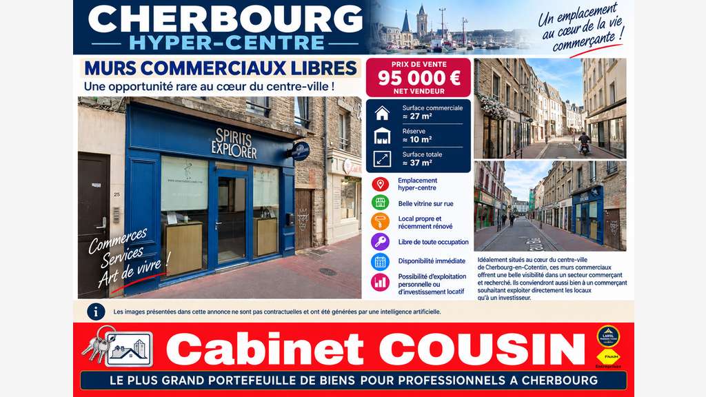 Vente murs commerciaux 37m² Cherbourg en Cotentin