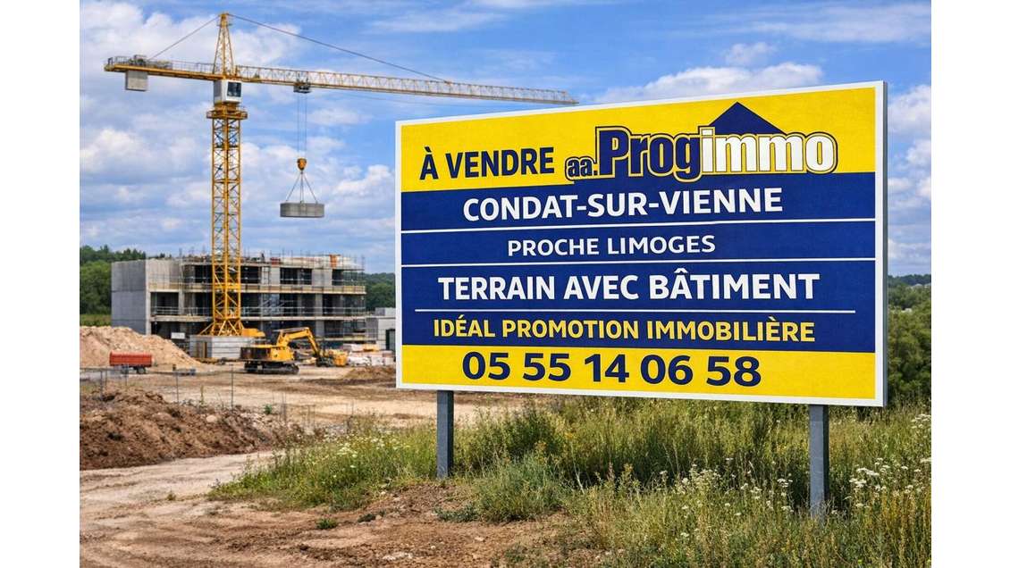 AV terrain 8000m² avec bâtiments à Condat-Vienne