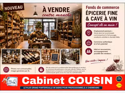 Vente épicerie fine et cave à vins à Coutances