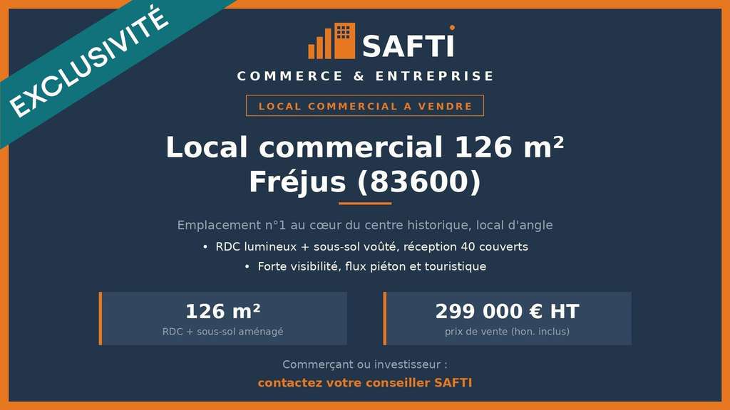 A vendre local commercial à Fréjus centre