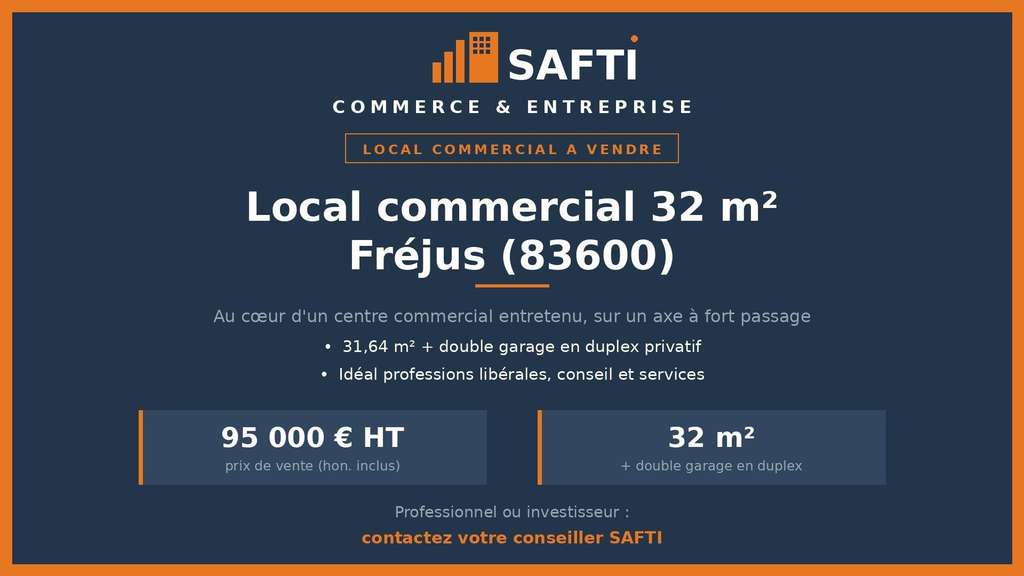 Vente espace 32m² + duplex logistique à Fréjus