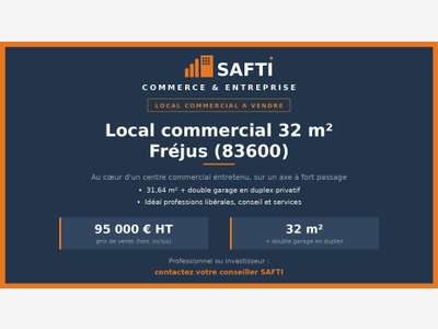 Vente espace 32m² + duplex logistique à Fréjus