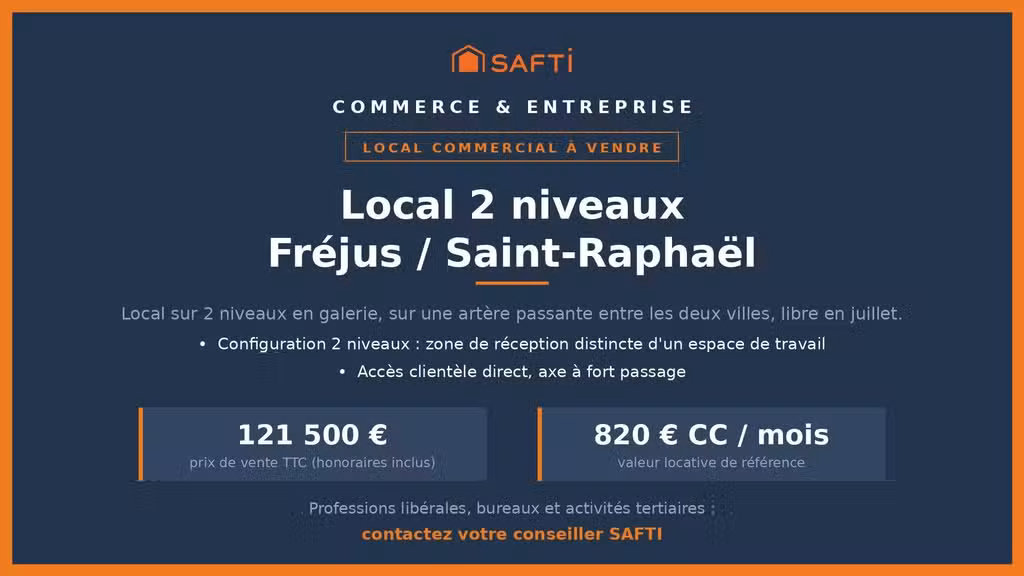 Vente local 60m² en galerie à Fréjus/Saint-Raphaël