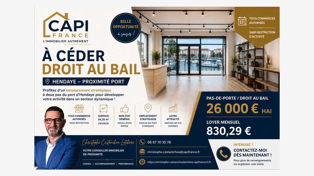 À CÉDER - DROIT AU BAIL COMMERCIAL - HENDAYE PORT