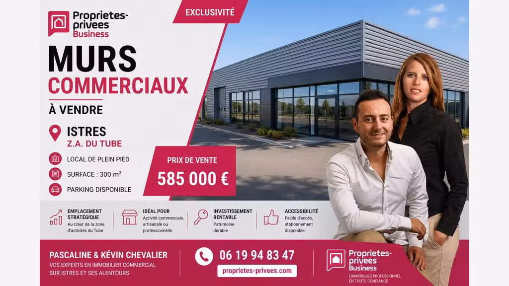 Murs commerciaux 280m² ZA du Tube à Istres