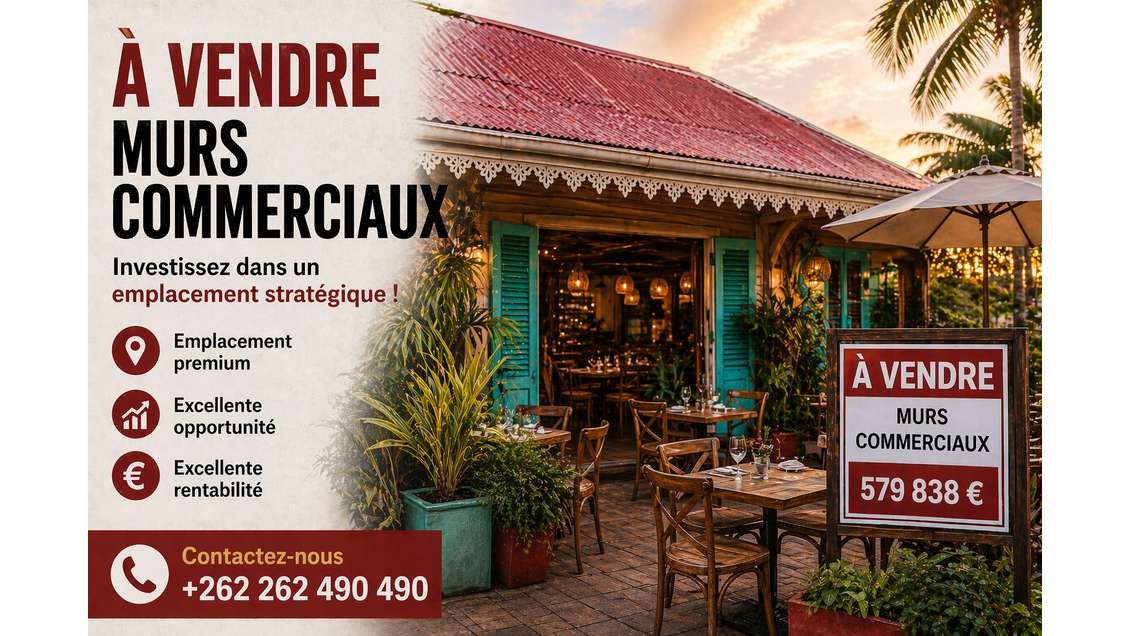 AV murs commerciaux occupés 190m² à la Possession