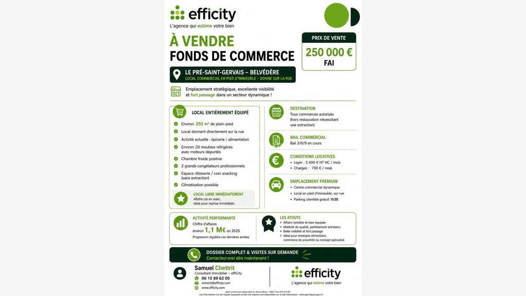 AV dab épicerie boucherie 250m² Les Pré St Gervais