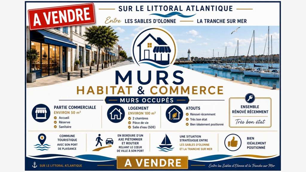 Vente murs commerciaux et habitat sur Les Sables