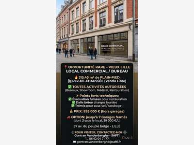 Local d'exception / bureaux 315m² Vieux Lille