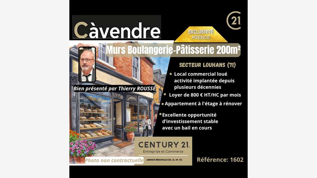 Vente murs boulangerie pâtisserie secteur Louhans
