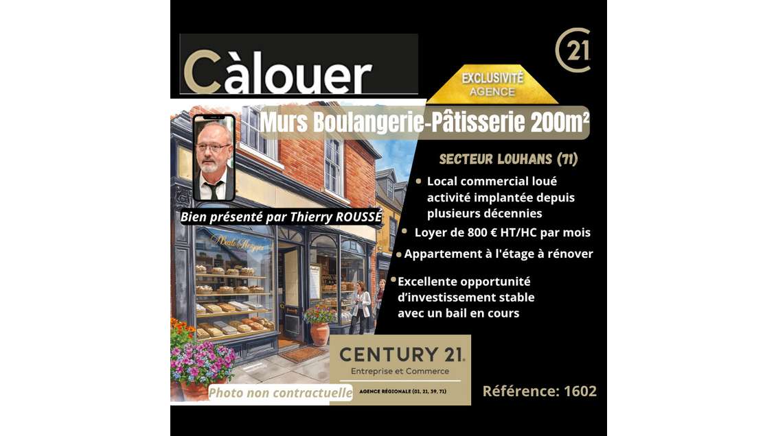 Vente murs boulangerie pâtisserie secteur Louhans