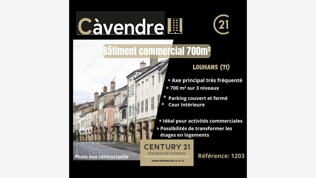 Vente bâtiment commercial de 700m² à Louhans 