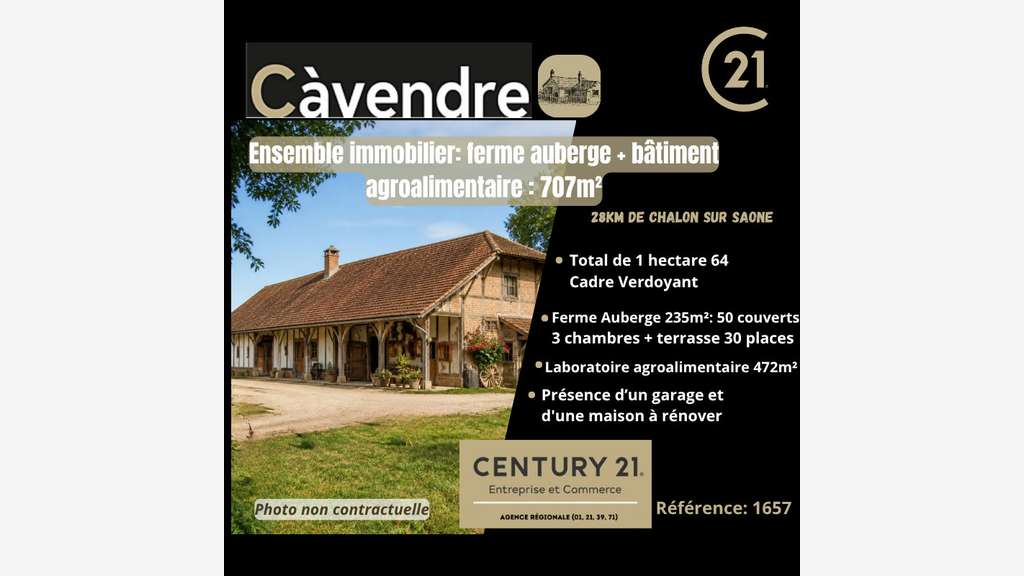 Vente propriété ferme auberge 707m² à Louhans