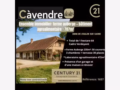 Vente propriété ferme auberge 707m² à Louhans