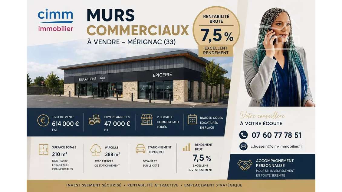 A vendre murs commerciaux rentables à Mérignac