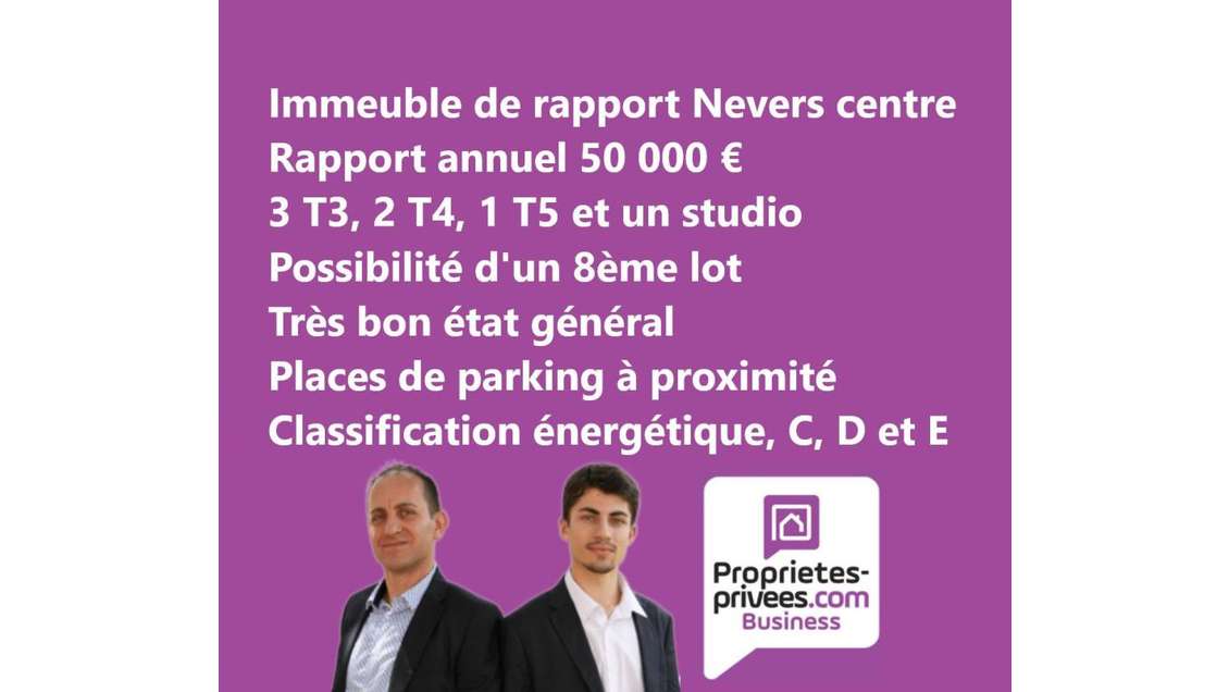 Vente immeuble 600m² 7 apparts au centre de Nevers