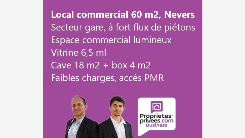 Vente local commercial 60m² à Nevers secteur gare